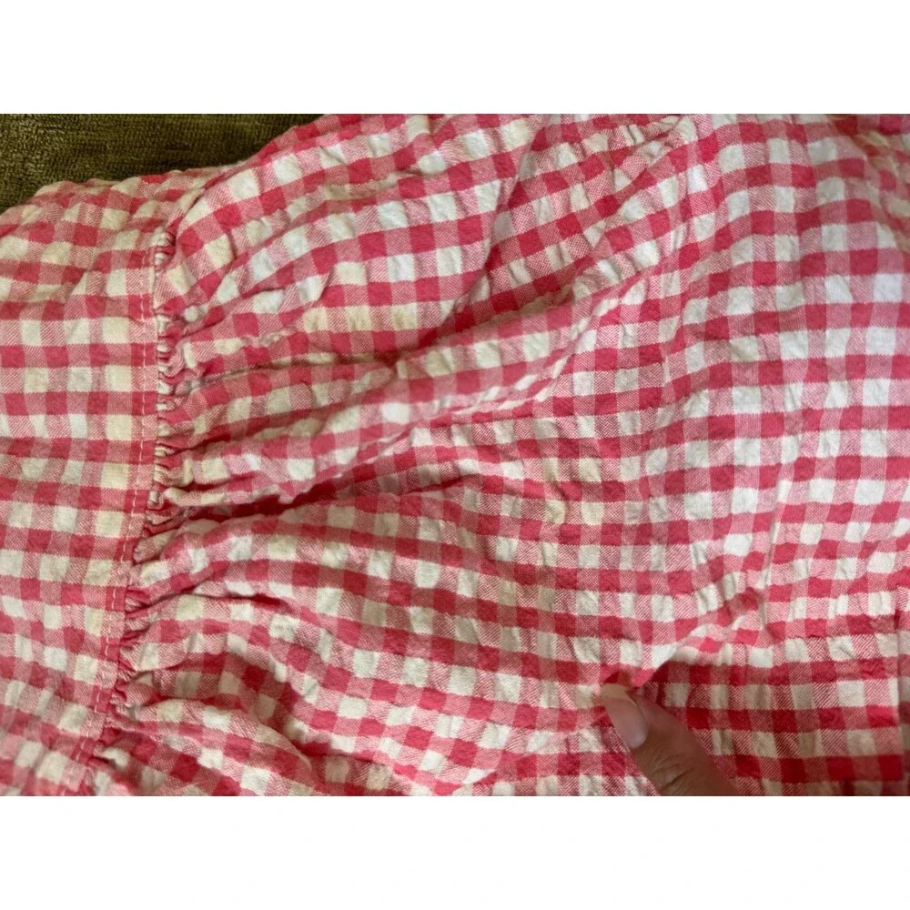 Vintage Oshkosh Bgosh 18 Months Girl Pink Gingham Flower Dress Romper